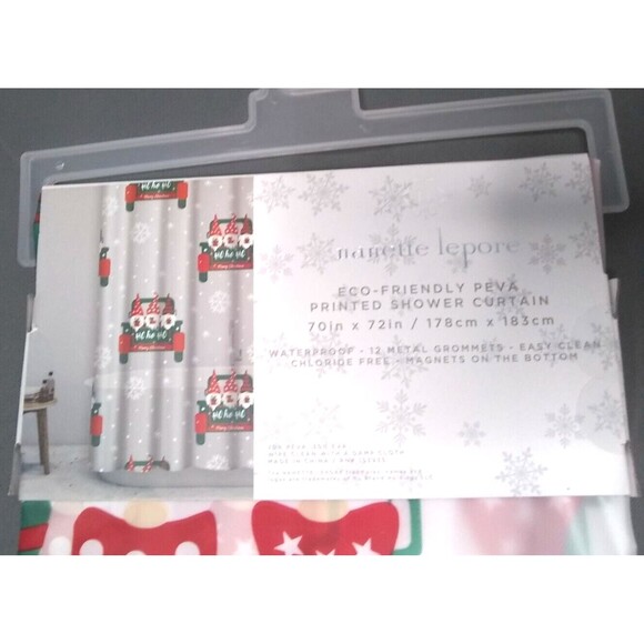 Nanette Lepore Peva Shower Curtain 70"x72" Christmas Elves - Picture 4 of 4